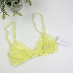 Calvin Klein Women's Yellow Mesh and Lace Bralette Size X-Small